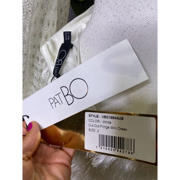 PatBO Cut-out Fringe Mini Dress White Women's Size 2 - Picture 12 of 16